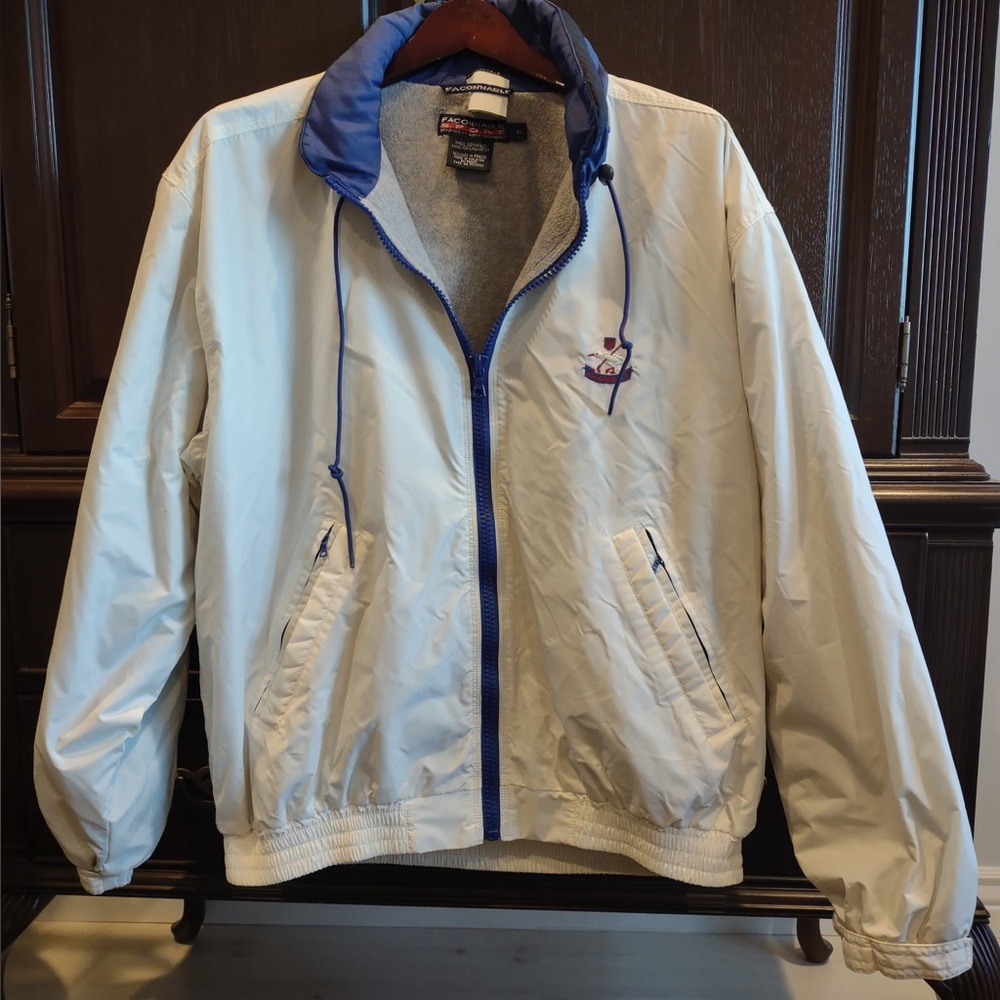 Faconnable Waterproof White Vintage Coat/Jacket with Gray lining EUC.
